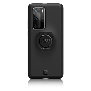 Étui pour téléphone portable Quad Lock noir avec système de fixation au dos.